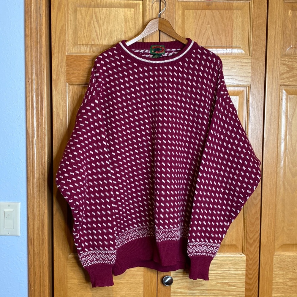 Boston Traders Vintage 100% wool fair isle style oversized sweater size 2 XL T